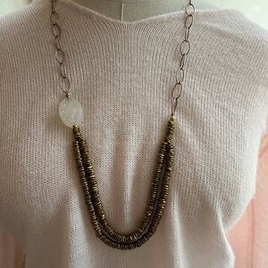 Druzy and brass necklace